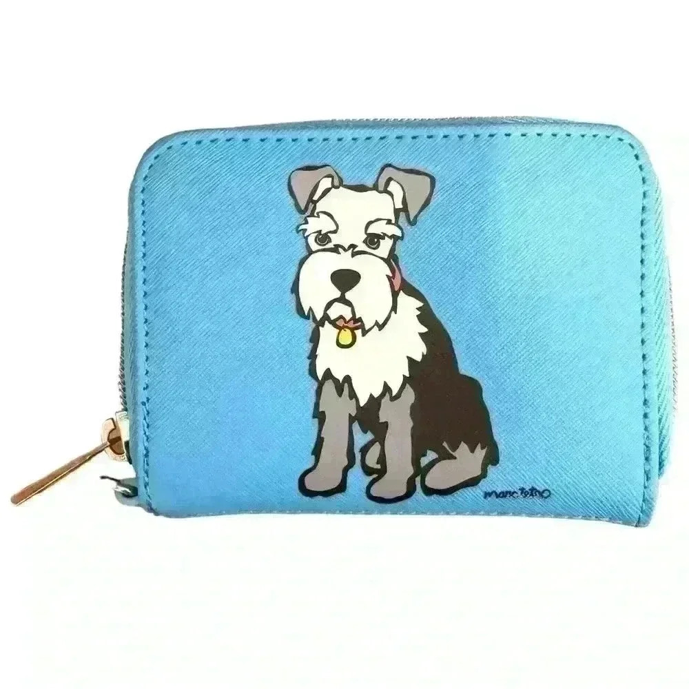 Marc Tetro Zippered Wallet, Schnauzer, Blue, 5"  W X 4" H